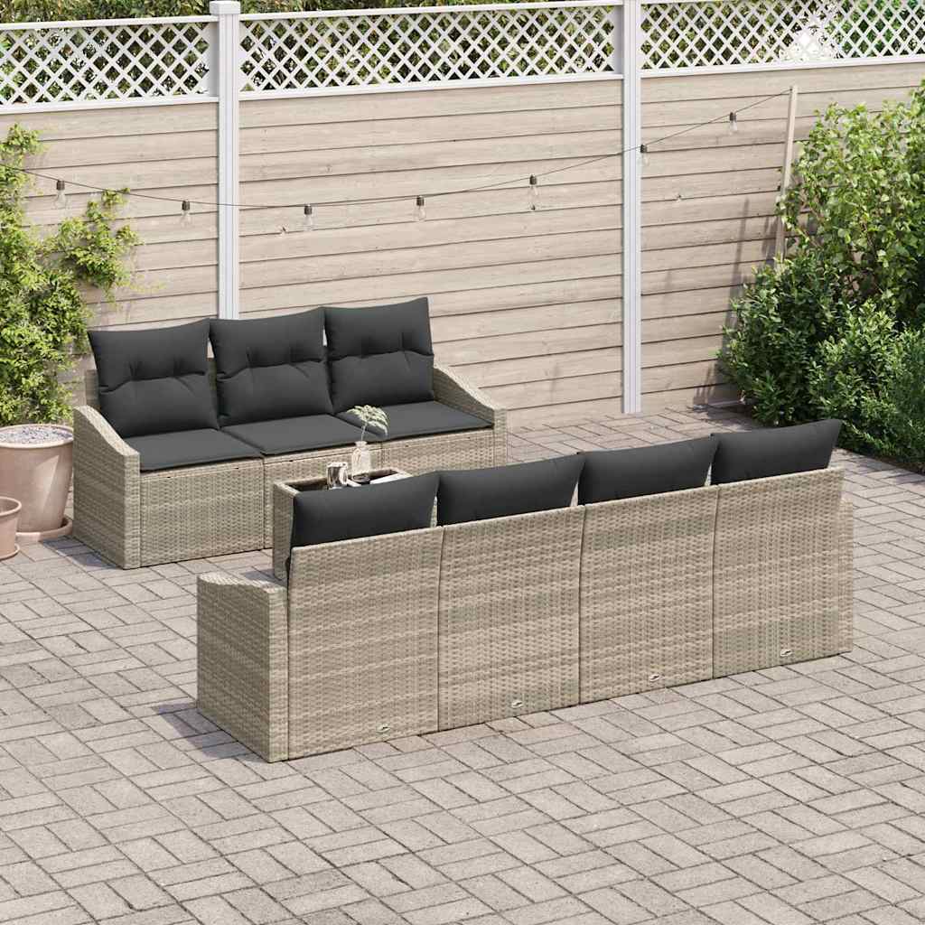 Garten-Sofa-Set 8 pcs Hellgrau und Dunkelgrau 55 x 55 x 37 cm